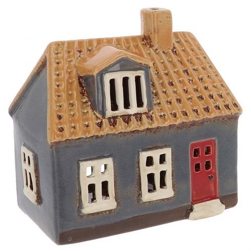 Village Pottery Grey Tiled House Tealight Holder