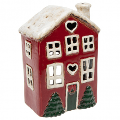 Village Pottery Heart House Christmas Tealight Holder