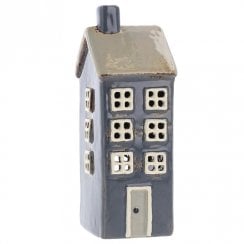 Village Pottery Mini Tall House Tealight Holder - Blue