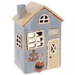 Village Pottery Pale Blue Beach House Tealight Holder