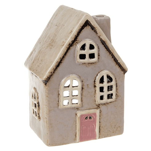 Village Pottery Pale Grey House Tea Light Holder