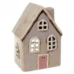 Village Pottery Pale Grey House Tea Light Holder
