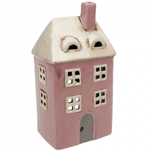 Village Pottery Pink House Tealight Holder - Tall