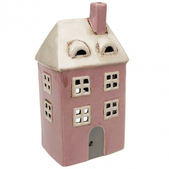 Village Pottery Pink House Tealight Holder - Tall
