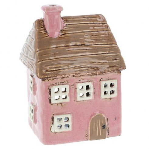 Village Pottery Pink Thatch House Tealight Holder