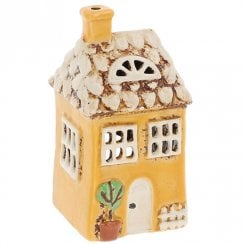 Village Pottery Small Yellow Garden House Tealight Holder