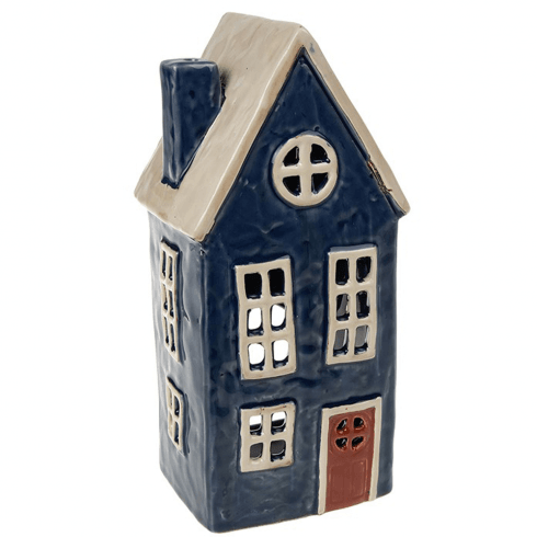 Village Pottery Tall Cottage Tealight Holder - Navy