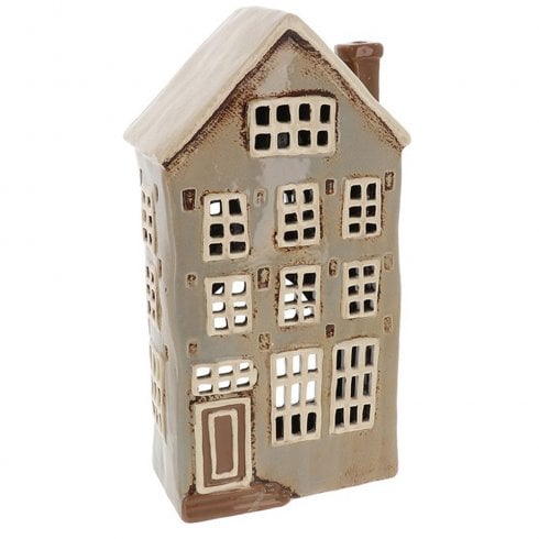 Village Pottery Tall Grey Townhouse Tealight Holder
