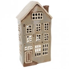 Village Pottery Tall Grey Townhouse Tealight Holder