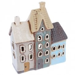 Village Pottery Tiled Three Houses Tealight Holder