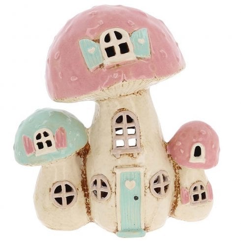 Village Pottery Toadstool Trio House Tealight Holder