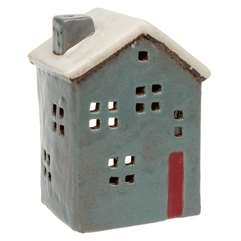 Village Pottery Town House Tealight Holder - Grey