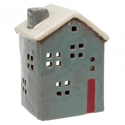 Village Pottery Town House Tealight Holder -  Grey