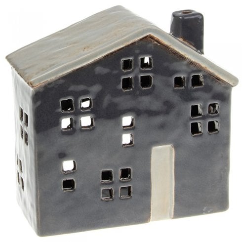 Village Pottery Town House Tealight Holder - Large Blue