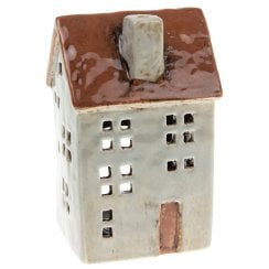 Village Pottery Town House Tealight Holder - Pale Grey