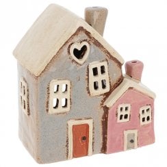 Village Pottery Two Heart House Tealight Holder