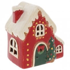 Village Pottery Xmas Fairy Light House Tealight Holder