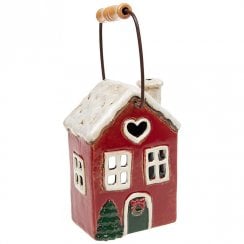 Village Pottery Xmas Heart Lantern Tealight Holder - Small
