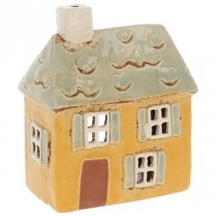 Village Pottery Yellow Shutter House Tealight Holder