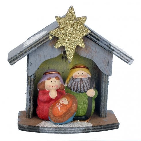 Widdop Bingham Miniature Wooden Nativity Stable Ornament