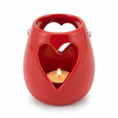 Widdop Bingham Red Ceramic Heart Lantern Tealight Holder