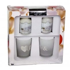 Colonial Candle Happy Anniversary Glass Votive Holder Gift Set