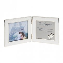 Engravable Data Our Engagement Hinged 4 x 4 Photo Frame 