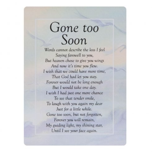 Widdop & Co. Graveside Memorial Card - Gone To Soon