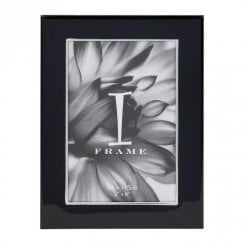 Metal Edge Dark Blue Inlay 4 x 6 Silver Plated Photo Frame
