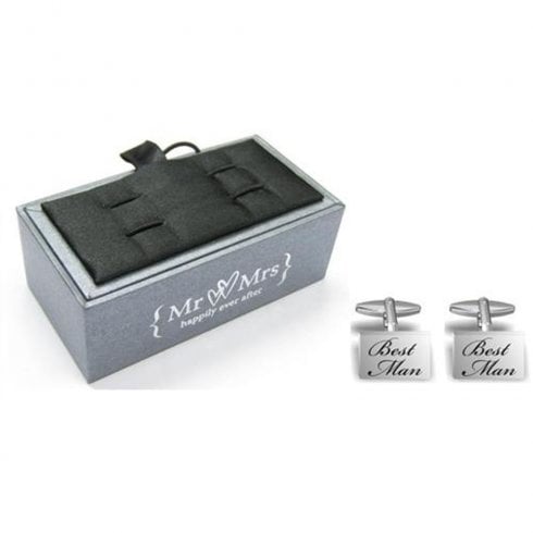 Widdop & Co. Mr & Mrs Black Engraved Best Man Cufflinks