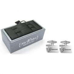 Mr & Mrs Black Engraved Groom Cufflinks