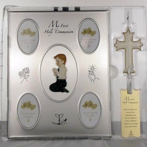 Widdop & Co. My First Holy Communion Boy's Multi-Photo Frame and Cross Gift Set