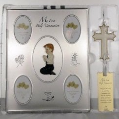 My First Holy Communion Boy's Multi-Photo Frame and Cross Gift Set
