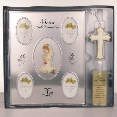 Widdop & Co. My First Holy Communion Multi-Photo Frame and Cross Gift Set