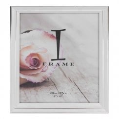 Plastic White & Silver 8 X 10 Photo Frame