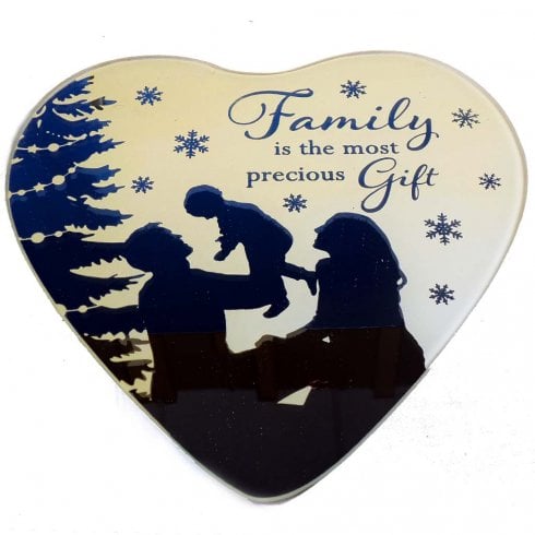 Widdop & Co. Reflections Heart-Shaped Glass Family Christmas Plaque