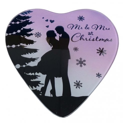 Widdop & Co. Reflections Heart-Shaped Glass Mr & Mrs Christmas Plaque