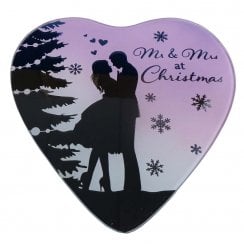 Reflections Heart-Shaped Glass Mr & Mrs Christmas Plaque