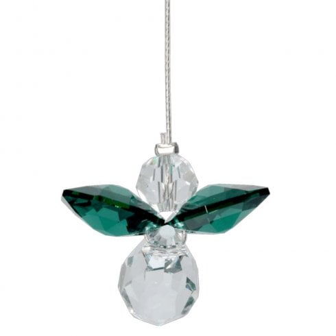 Wild Things Gifts Classic Crystal Guardian Angel Emerald Hanging Ornament