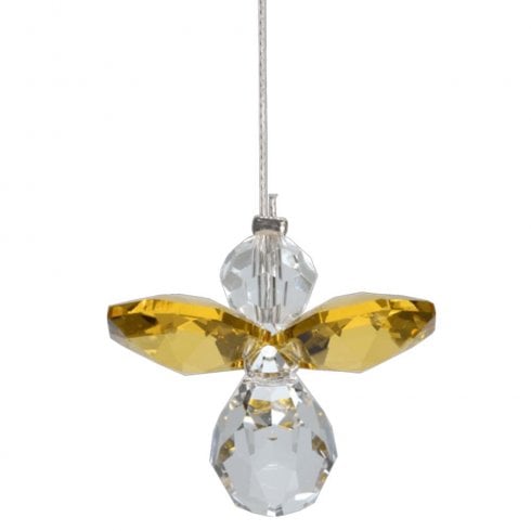 Wild Things Gifts Classic Crystal Guardian Angel Topaz Hanging Ornament