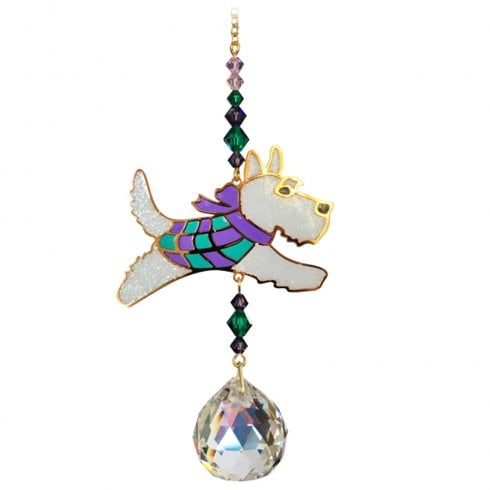 Wild Things Gifts Crystal Dreams Purple/Green Scottie Dog Suncatcher
