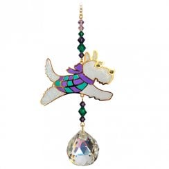 Crystal Dreams Purple/Green Scottie Dog Suncatcher