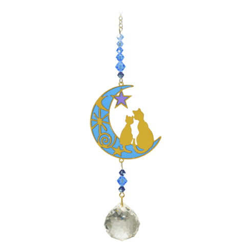 Wild Things Gifts Crystal Dreams Two Cats In The Moonlight Suncatcher