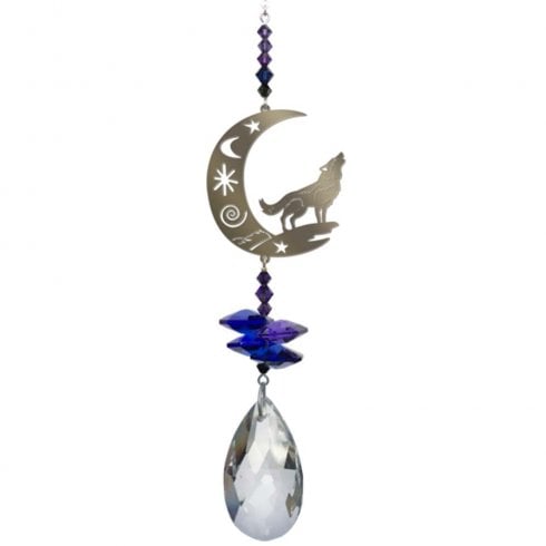 Wild Things Gifts Crystal Fantasy Midnight Howling Wolf Suncatcher