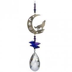 Crystal Fantasy Midnight Howling Wolf Suncatcher