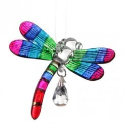 Fantasy Glass Dragonfly Rainbow Hanging Ornament