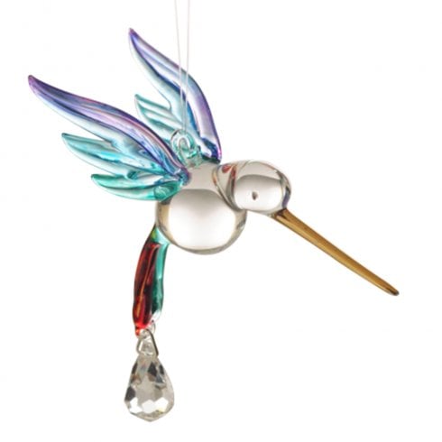 Wild Things Gifts Fantasy Glass Hummingbird Rainbow Hanging Ornament