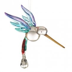Fantasy Glass Hummingbird Rainbow Hanging Ornament