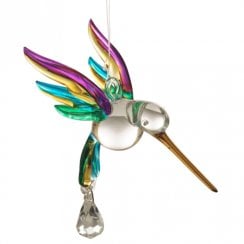 Fantasy Glass Hummingbird Tropical Hanging Ornament