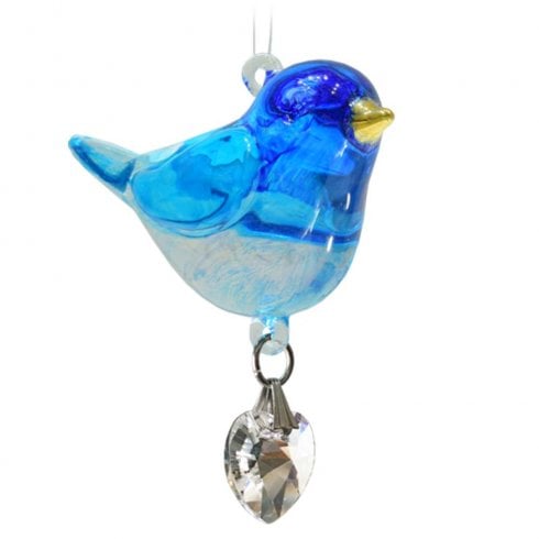 Wild Things Gifts Fantasy Glass Pretty Little Bluebird Hanging Ornament